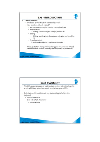 Class ppt intro to-sas | PDF