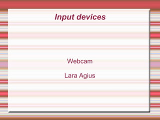 Input devices




   Webcam

  Lara Agius
 