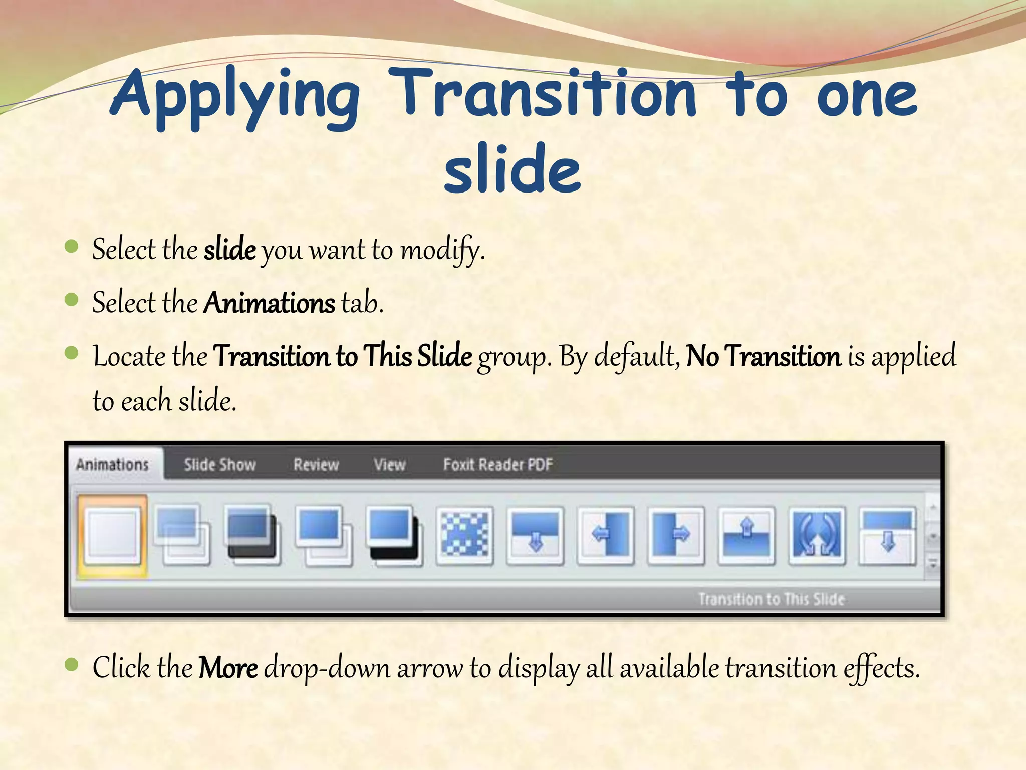 Applying Transition and Animation in Powerpoint | PPTX