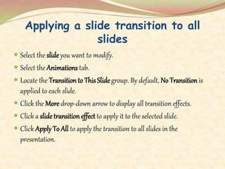 Applying Transition and Animation in Powerpoint