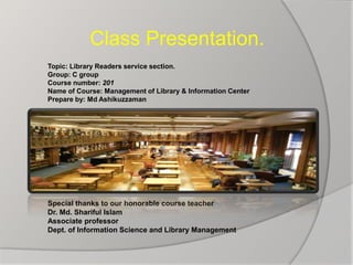 Library Readers View Library Reader's service section | PPTX