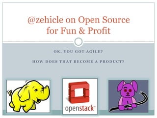 @zehicle on Open Source
for Fun & Profit
OK, YOU GOT AGILE?
HOW DOES THAT BECOME A PRODUCT?

 