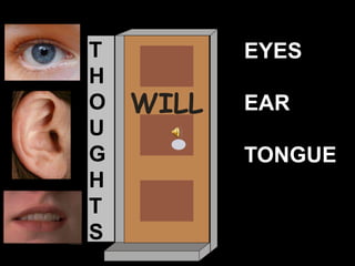 T          EYES
H
O   WILL   EAR
U
G          TONGUE
H
T
S
 