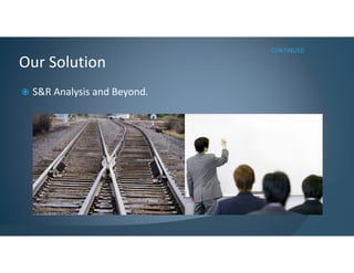 S&R Analysis and Beyond.
Our Solution
CONTINUED
 