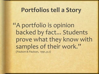 Do Your e-Portfolios have VOICE?<br />Individual Identity<br />Reflection <br />Meaning Making<br />21st Century Literacy<...