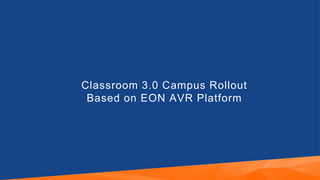Classroom 3.0 Campus Rollout
Based on EON AVR Platform
 