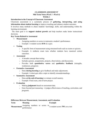 Classroom Assessment Mid Term Notes by Dr.Shazia Zamir .docx