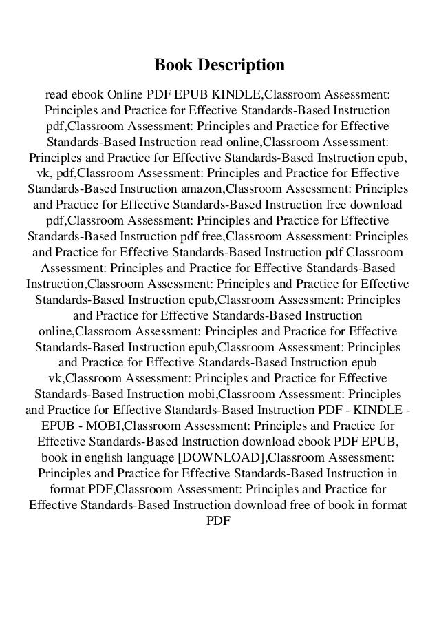 Classroom assessment principles and practice for effective standards