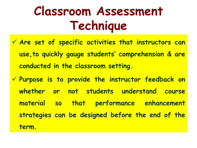 Classroom assessment techniques | PDF | Educational Assessment | Education