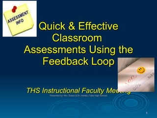 Quick & Effective Classroom  Assessments Using the Feedback Loop THS   Instructional Faculty Meeting Presented by: Mrs. Dukes & Dr. Hartley (Tabb High School) 
