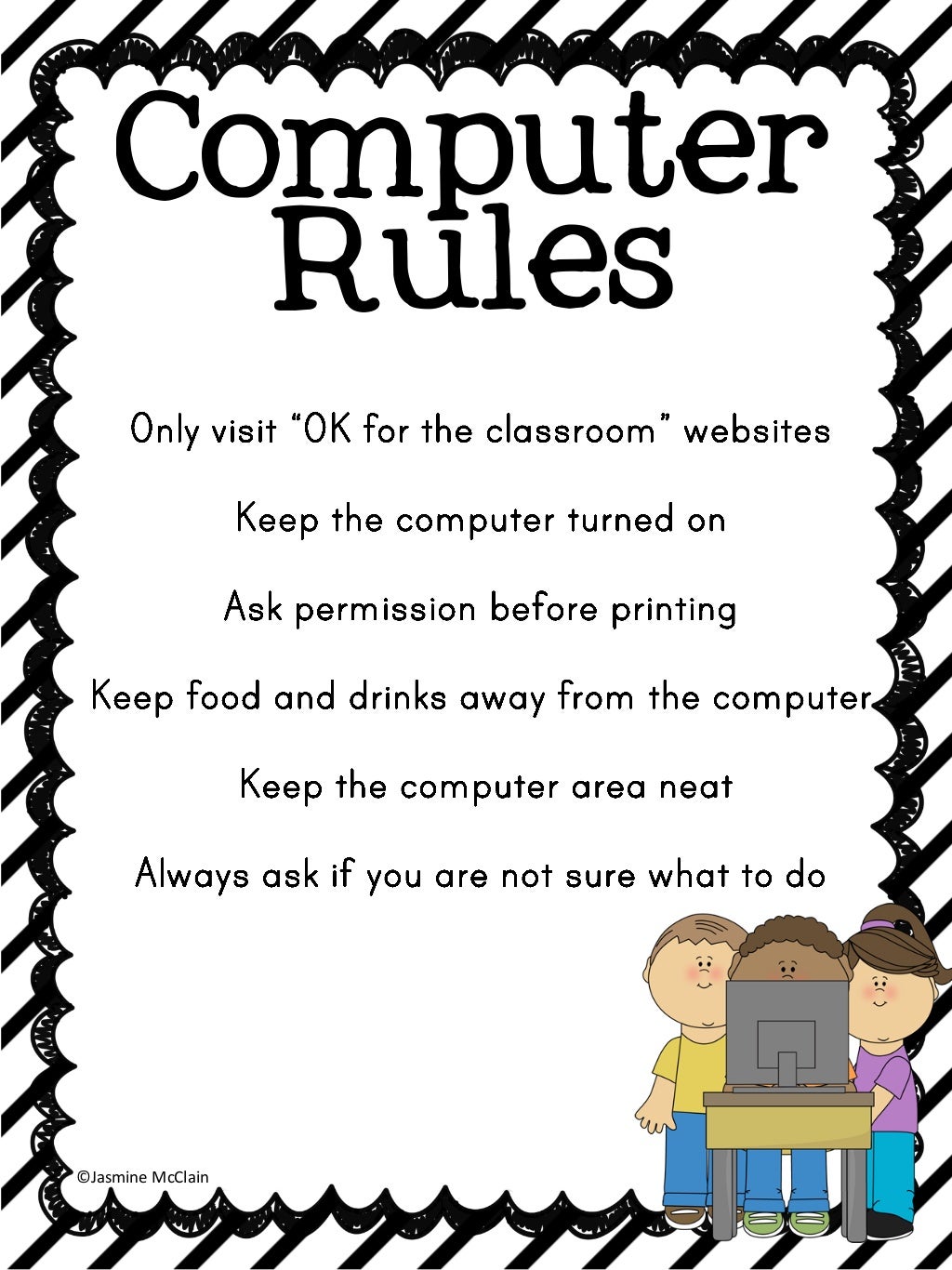 Classroom computer rules posters