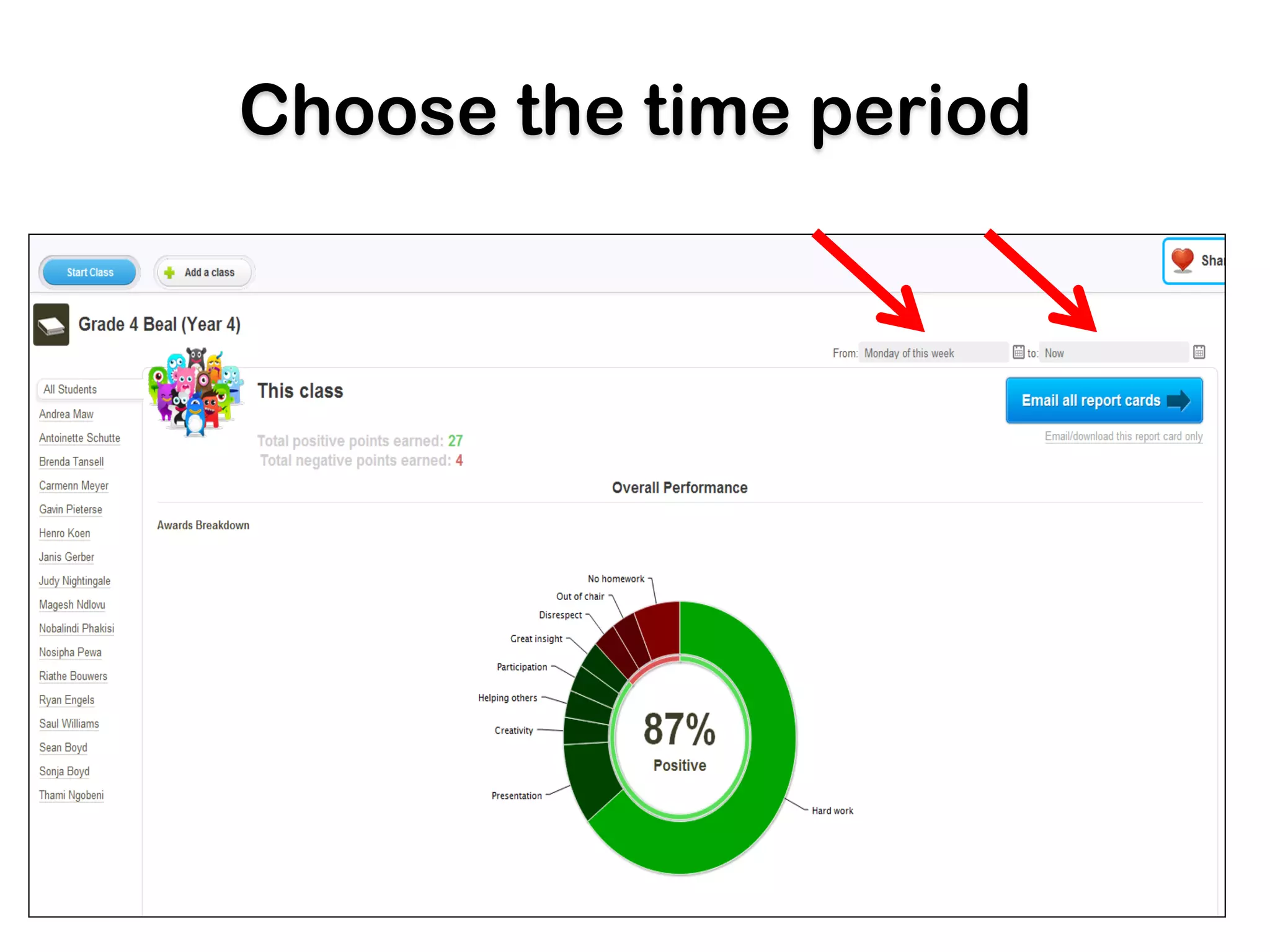 Choose the time period
 