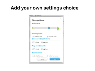 Add your own settings choice
 