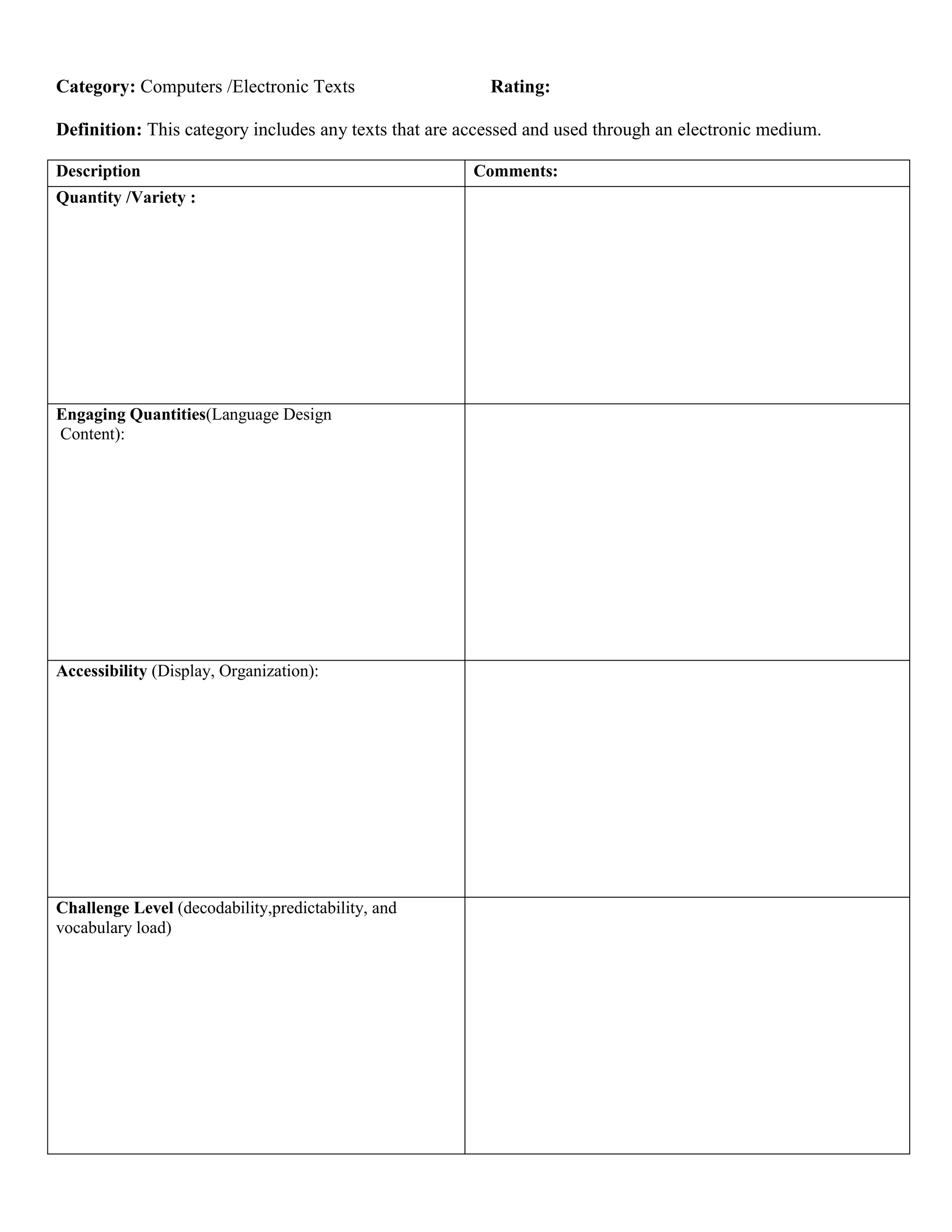 Summer 2011 Classroom Environmental Evaluation