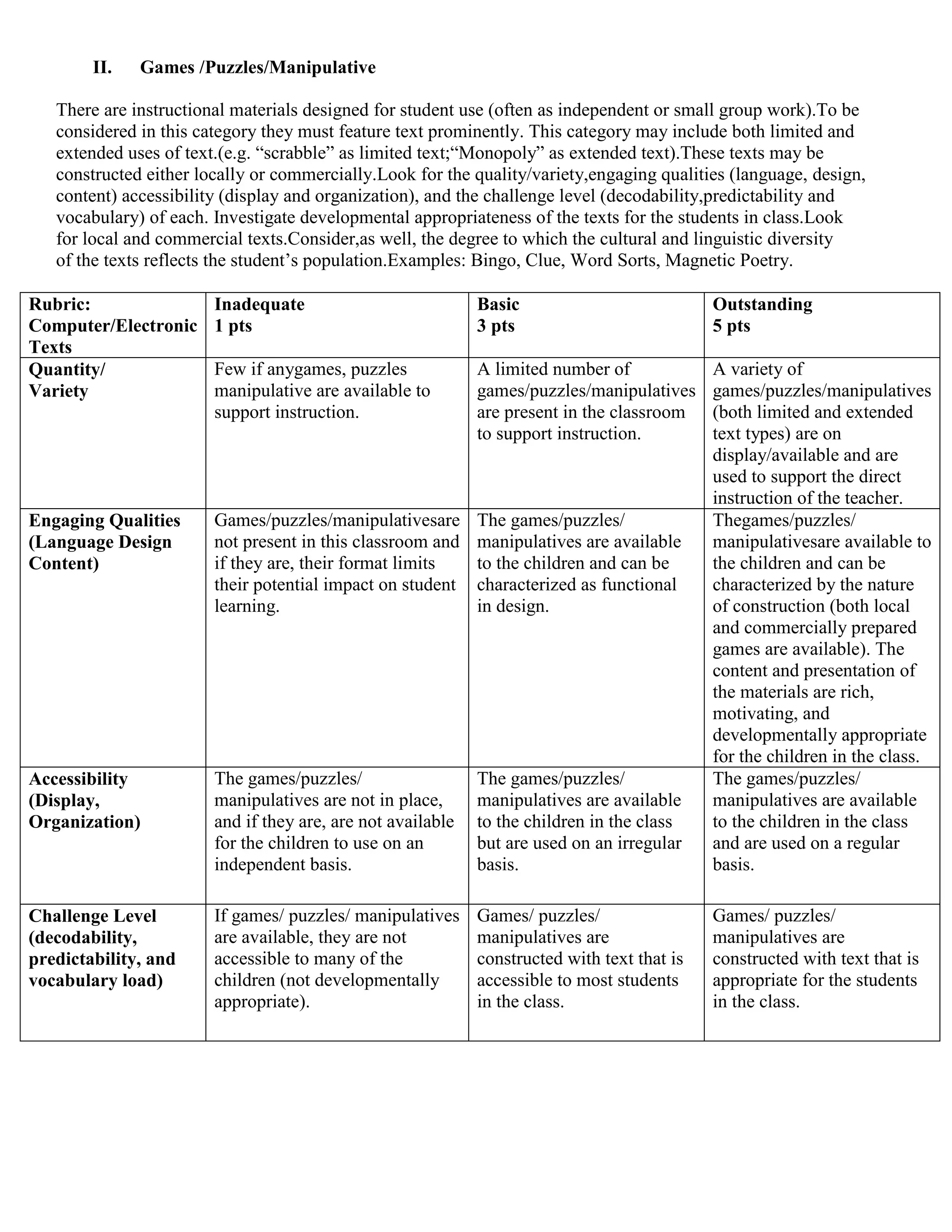 Summer 2011 Classroom Environmental Evaluation