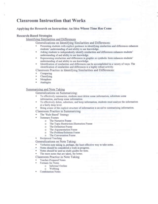 Classroom instruction that works bookstudy notes