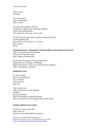 Classroom language | PDF