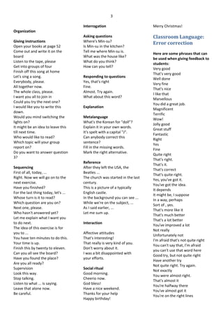 Classroom language | DOC