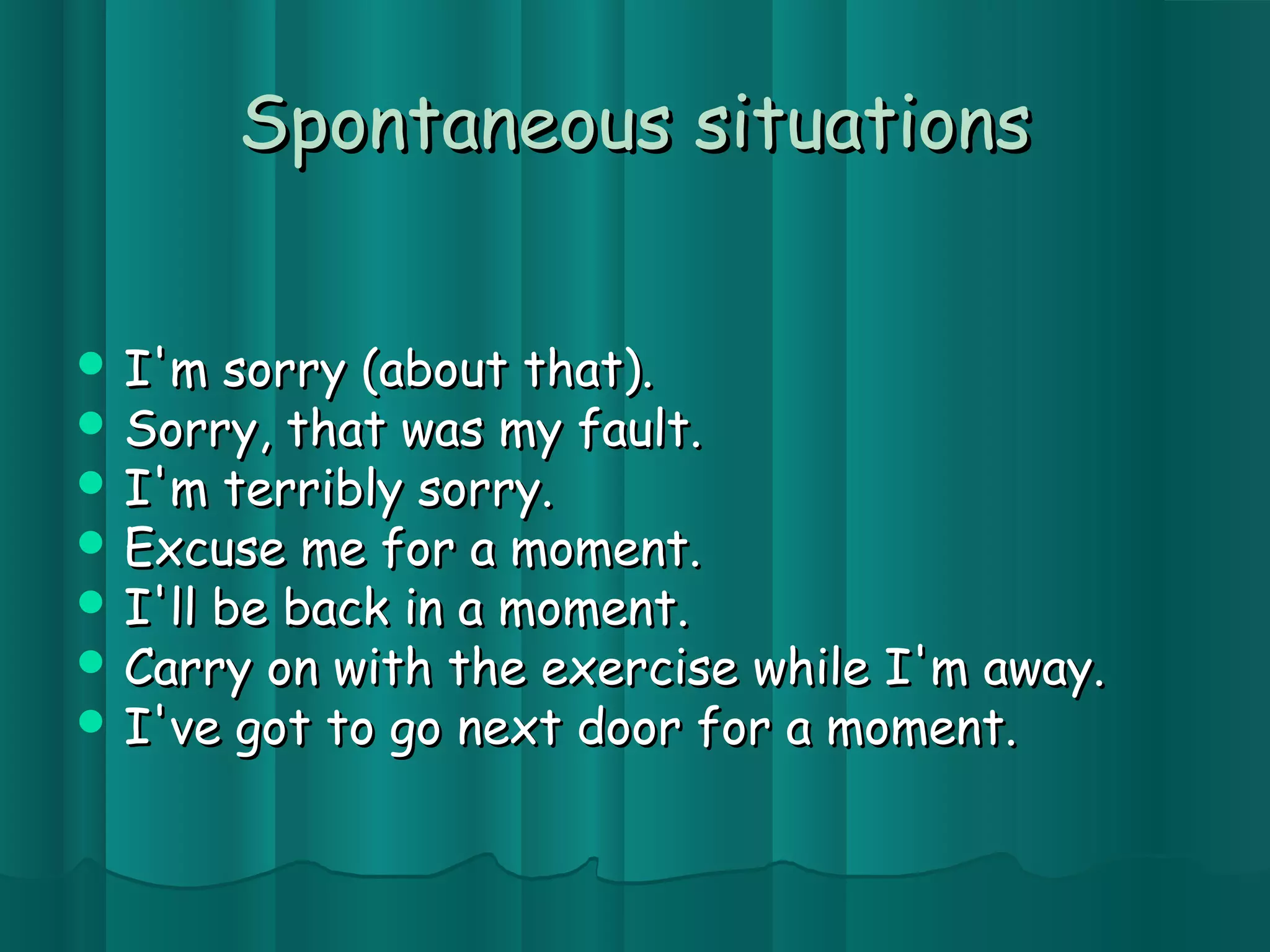 Classroom language spontaneous situations | PPT