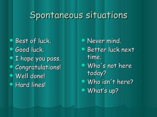Classroom language spontaneous situations | PPT