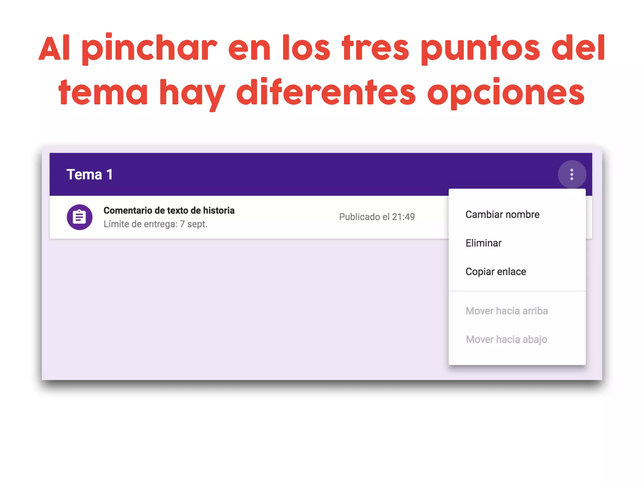Al pinchar en los tres puntos del
tema hay diferentes opciones
 