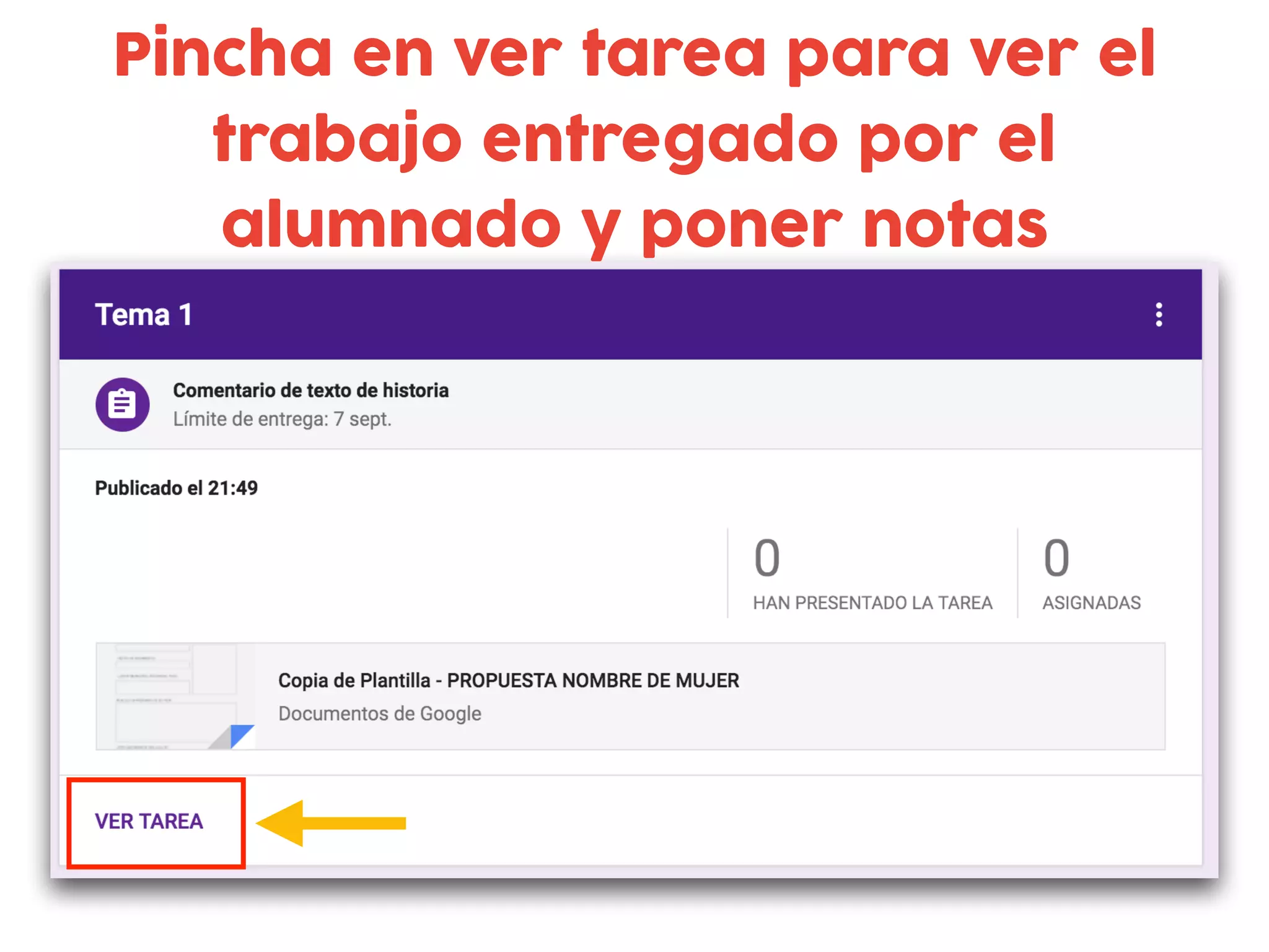 Pincha en ver tarea para ver el
trabajo entregado por el
alumnado y poner notas
 