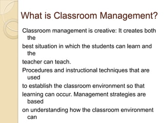 Classroom management i | PPTX