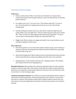 Classroom Management Plan | PDF