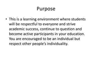 Classroom management plan | PPTX