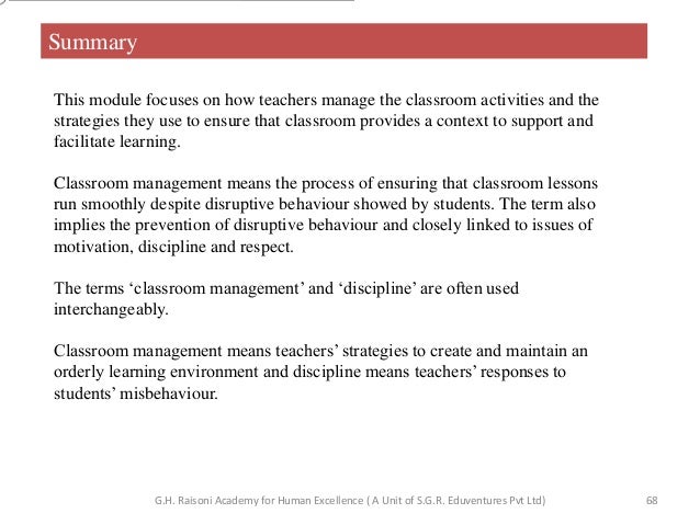 Classroom management term paper