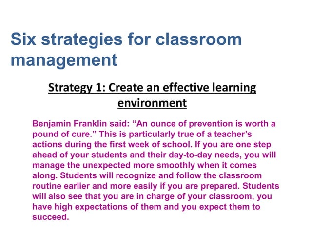 Classroom Management Workshop Classroom Management Workshop