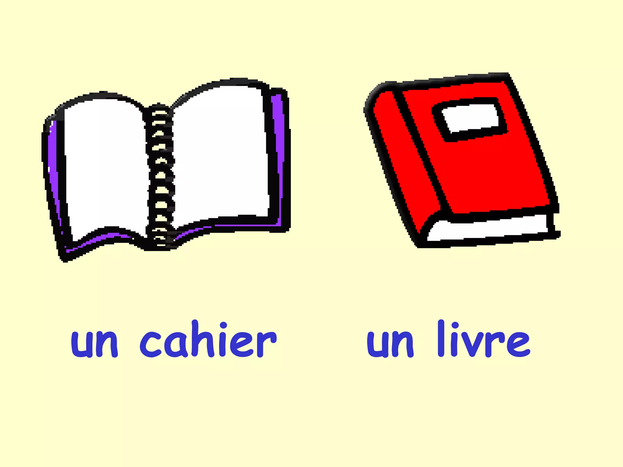 un cahier un livre
 
