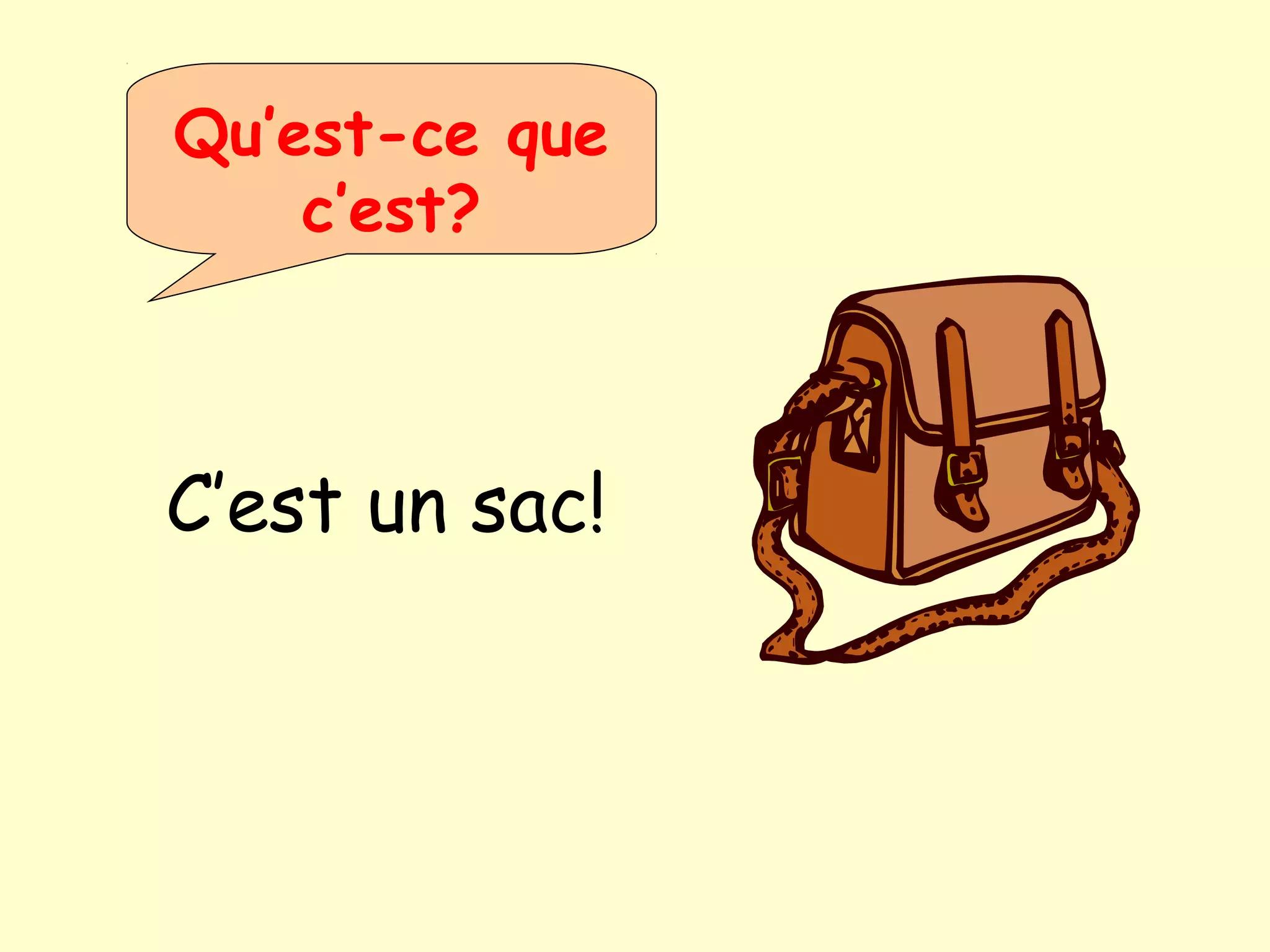 Qu’est-ce que
c’est?
C’est un sac!
 