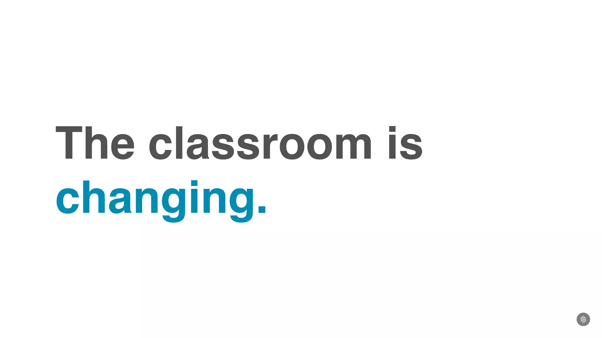 The classroom is
changing.
 