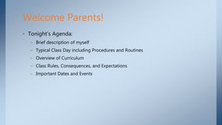 Classroom open house presentation | PPTX
