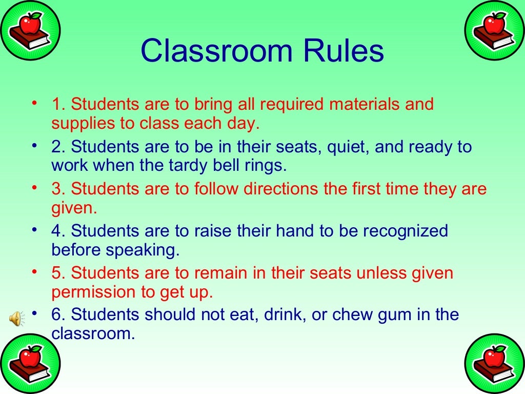 Classroom rules and procedures