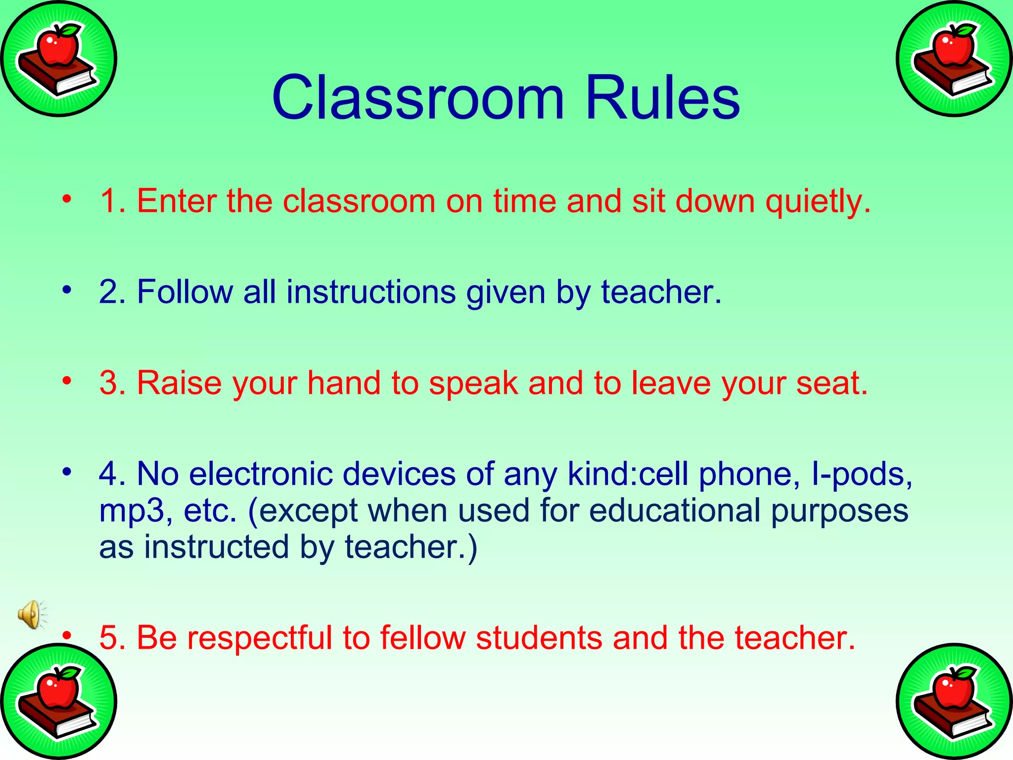 Classroom rules and procedures power point | PPT | Homework and Study ...