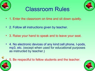 Classroom rules and procedures power point | PPT