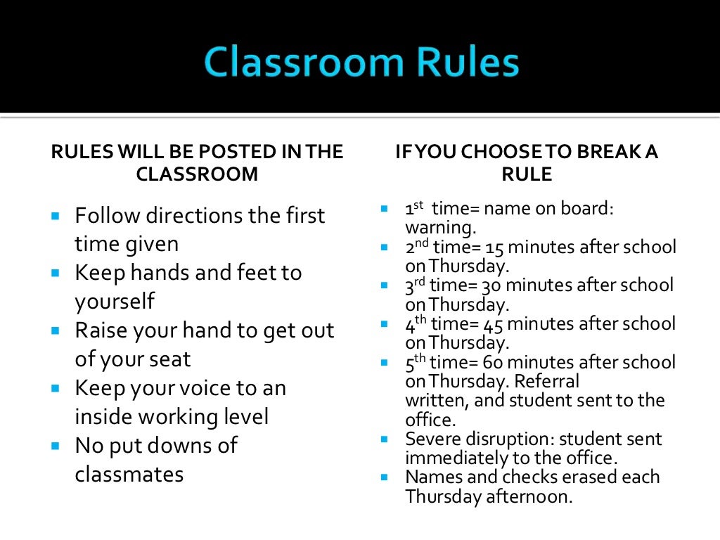 Classroom rules and routines 2011