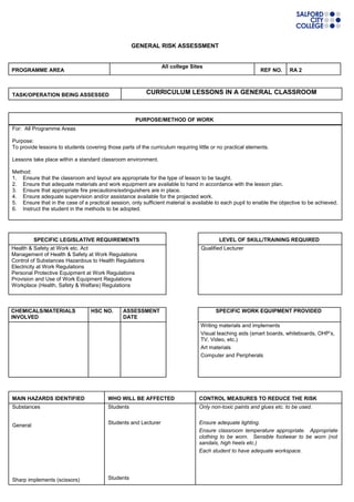 Classroom Health and Safety | DOC