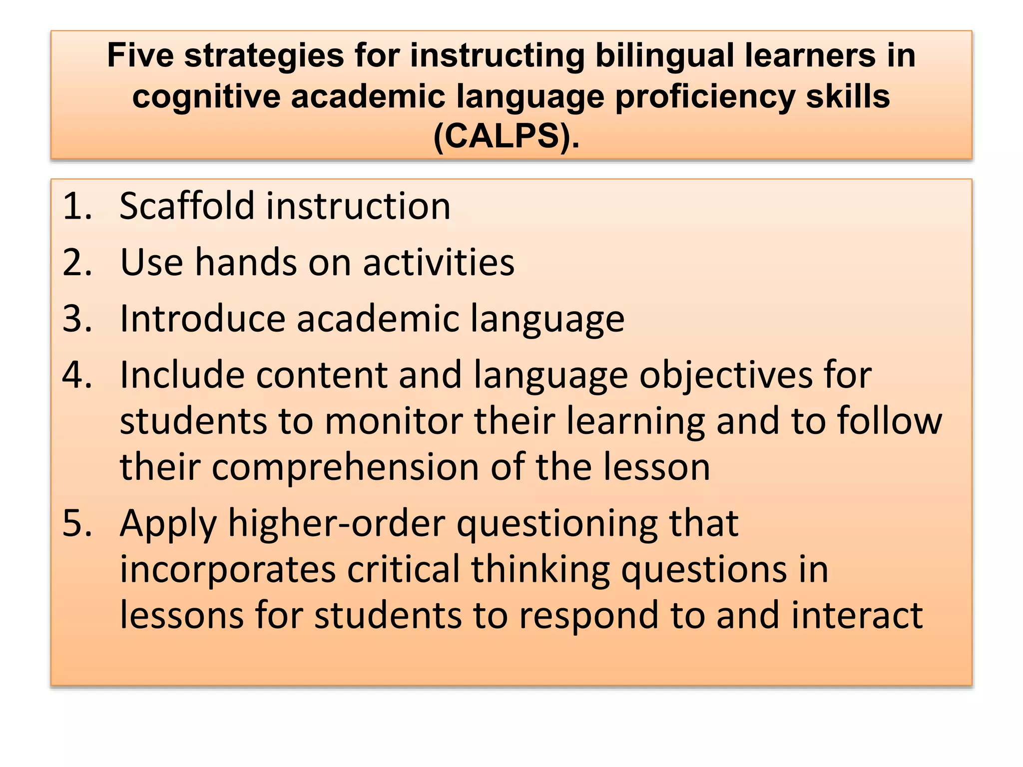 Classroom strategies and activities for bilingual learners wk2 | PPTX