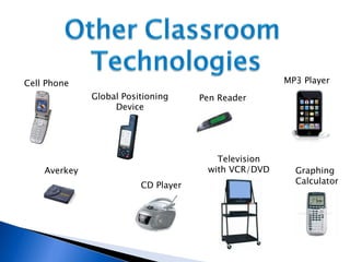 CD Player Cell Phone Global Positioning Device Averkey Graphing Calculator MP3 Player Pen Reader Television with VCR/DVD 