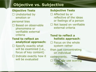 Classroom testing-tailor made test | PPT