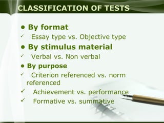Classroom testing-tailor made test | PPT