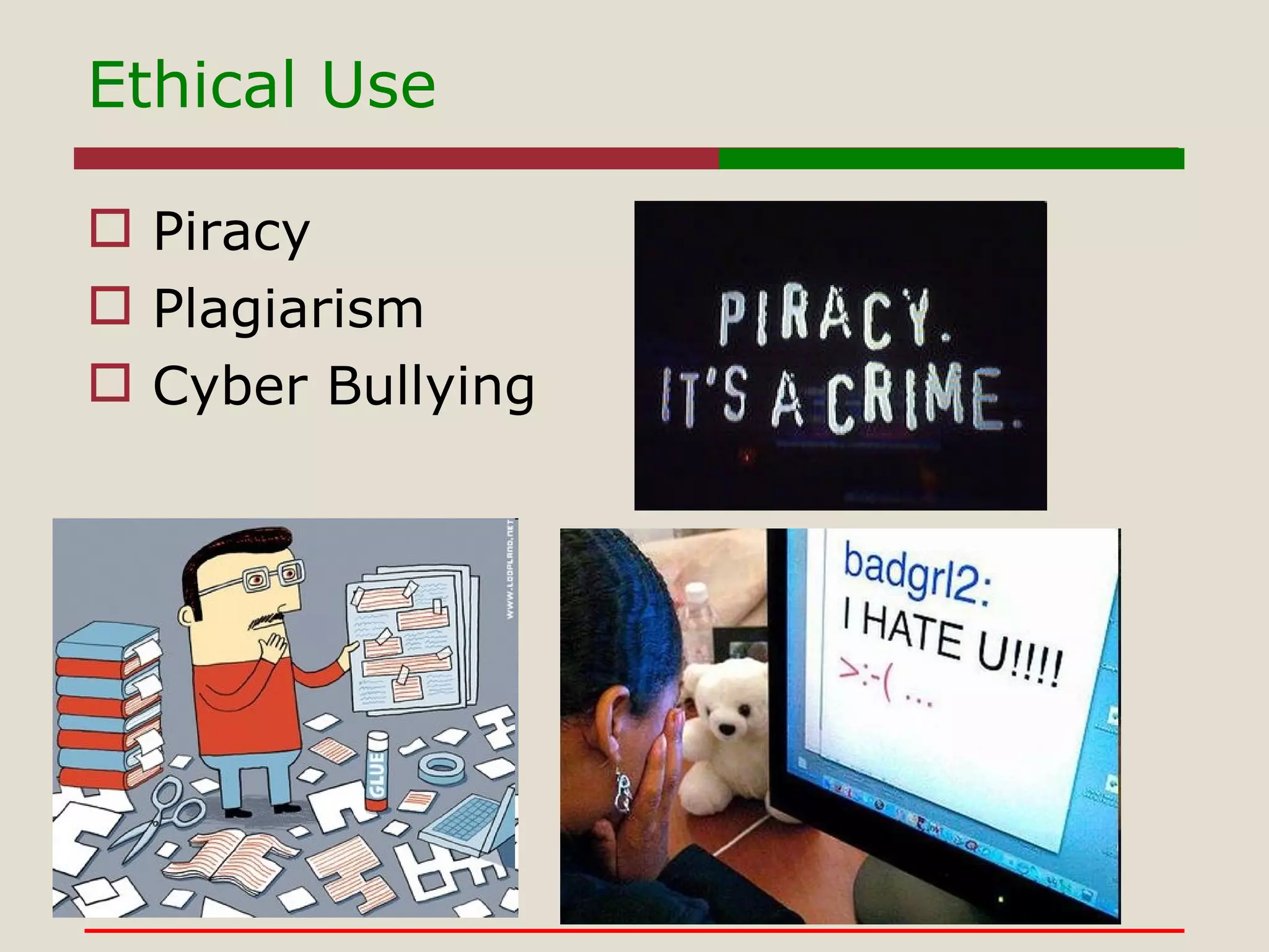 Ethical Use Piracy Plagiarism Cyber Bullying 