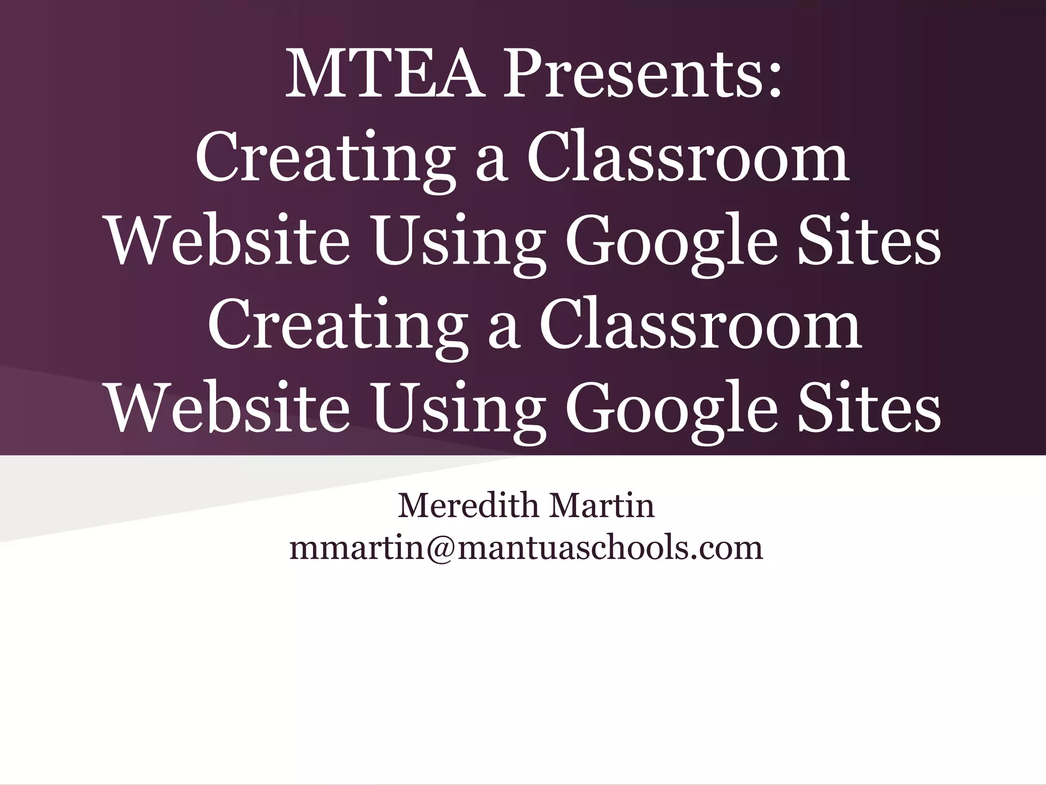 Creating Classroom Websites with Google Sites | PPT