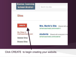 Creating Classroom Websites with Google Sites | PPT