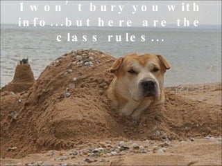 I won’t bury you with info...but here are the class rules... 