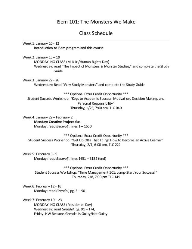 making class schedule