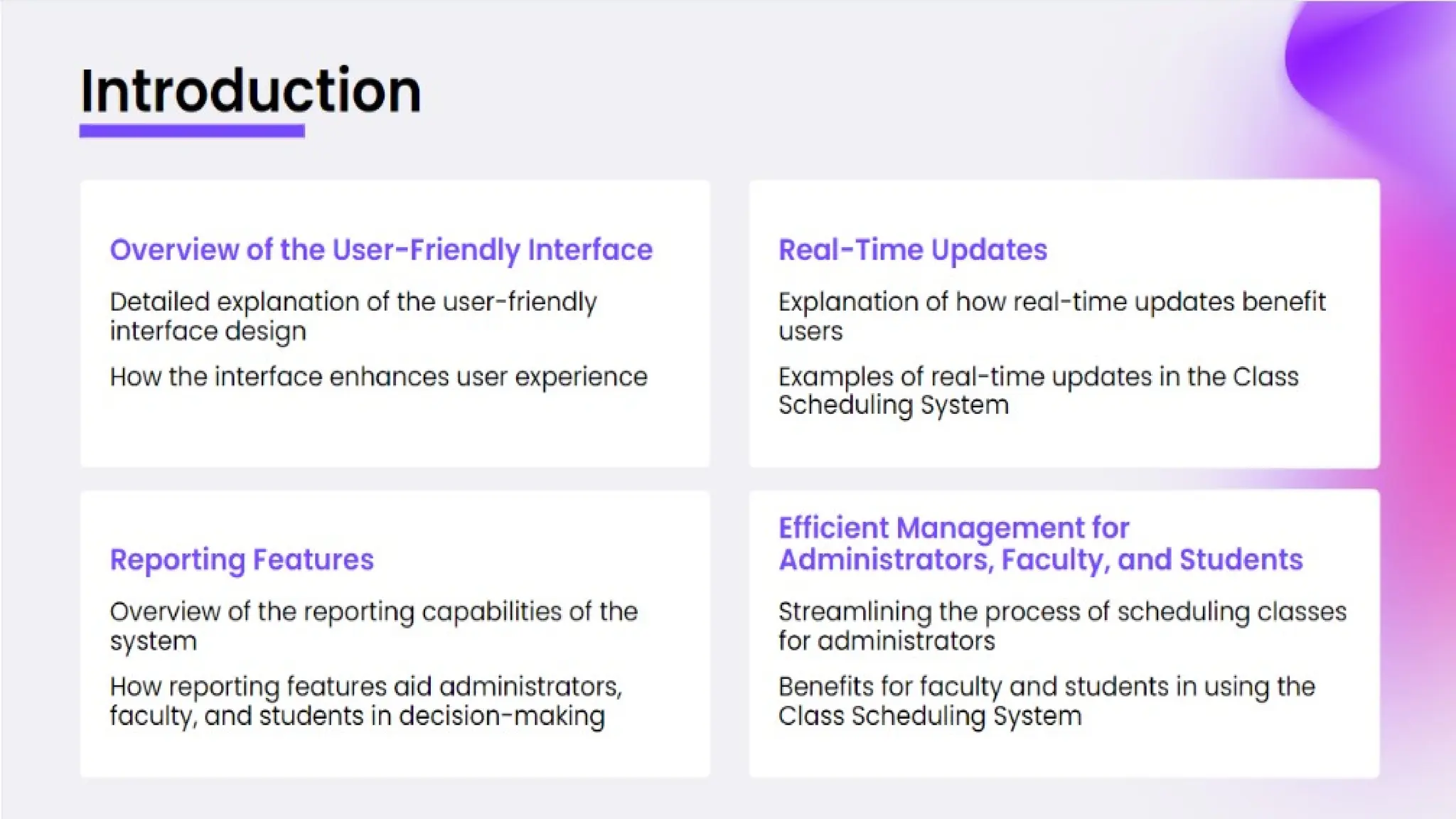 CLASS SCHEDULING SYSTEM
 